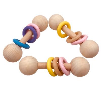 China New Europe Safety Customized Montessori Style Baby Wooden Silicone Baby Ratchets Teether Toys for sale