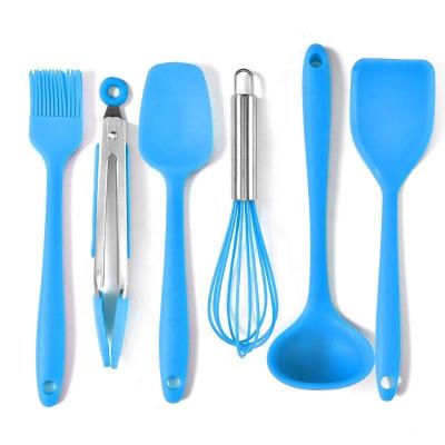 China Sustainable Factory Making 6 Piece Kitchen Baking Tools Silicone Cooking Utensils With Spatula Set for sale