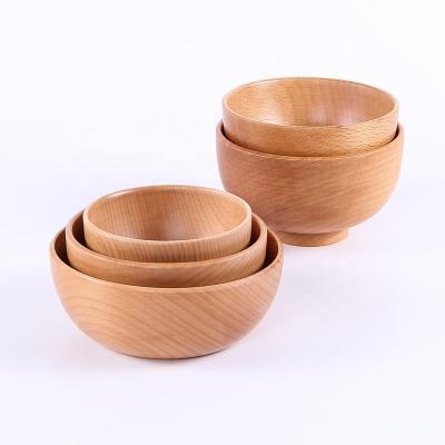 China New Design Disposable Wood Round Bowl Salad Food Wooden Bowl Natural Wooden Decorative Bowl for sale