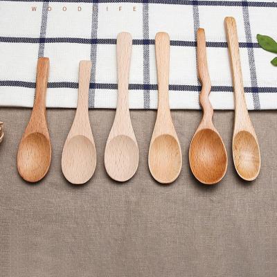 China High Quality Viable Food Safety Wooden Mixing Spoons In Different Size Mini Wood Spoons In Bulk for sale