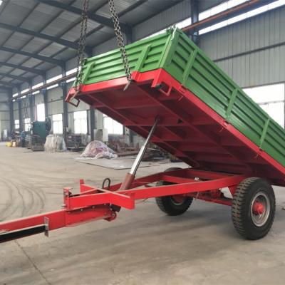 China Hydraulic Dump Agricultural Machinery 2 Ton Tractor Trailer Axle Farm Trailer 10t Rollover Single Farm Trailer for sale