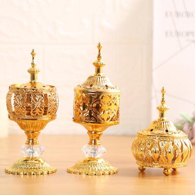 China Gold Color Arab Middle East Style Metal Melting Wax Oil Burner Portable Electric Censer for sale