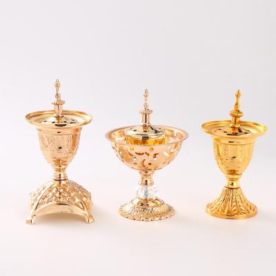 China Household Decor Golden Mini Burner Arabic Metal Middle Eastern Arabic Burner Round Electric Censer for sale