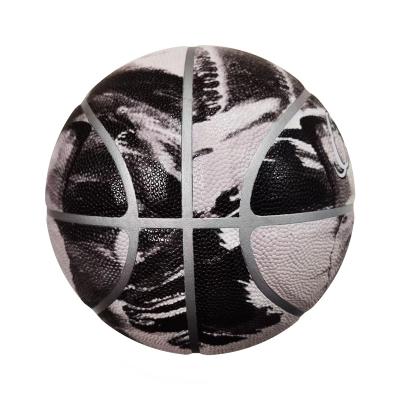 China Fashion Specifial hot sale leather top ball design basketball official black and white ballTraining size 7 6 5 for sale