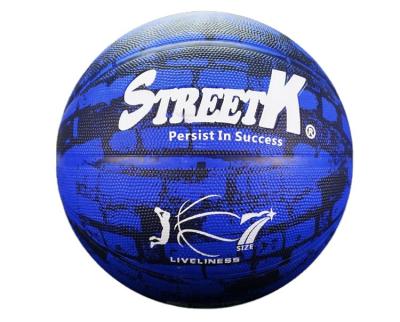 China Custom Leather Blue Rubber Basketball for sale