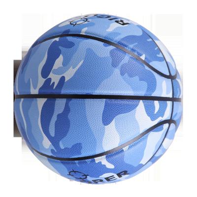 China Leather Size 7 Rubber Bladder Forming 8 Panel Blue Basketball For Apparel Promotion for sale