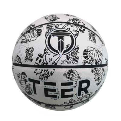 China Leather Art Pattern Printed Unique Custom Size 29.5 PU Indoor Moisture Absorbing Basketball for sale