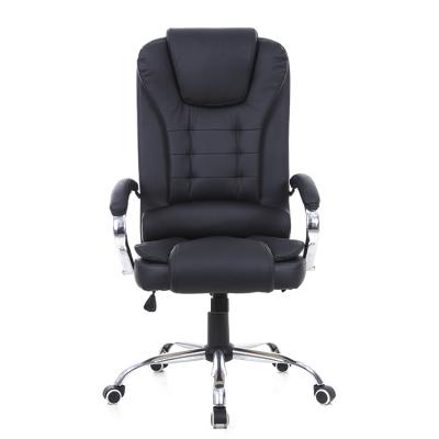 China (Size) High Quality Rotating Adjustable PU Cloth Iron Armrest Black Waist Office Boss Chair for sale