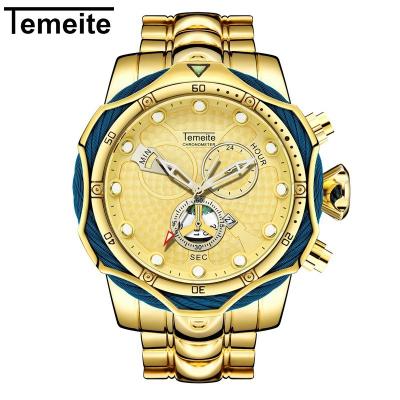 China Stainless Steel Top Strap Luxu Chronograph Temeite Quartz Men's Military Watches Brand Stainless Steel Men's Watches for sale