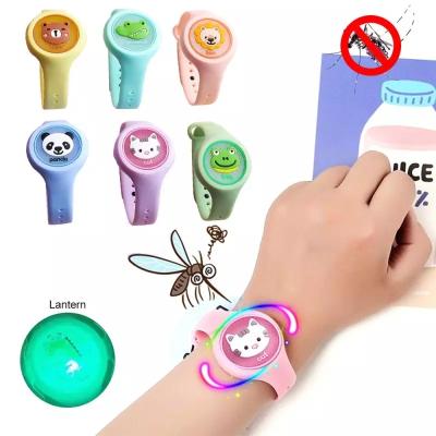 China Luminous Mosquito Included Ring Cute Wristband Watch 2021 Luminous Children's Mosquito Repellent Watch Cartoon Pattern Repellent Light for sale