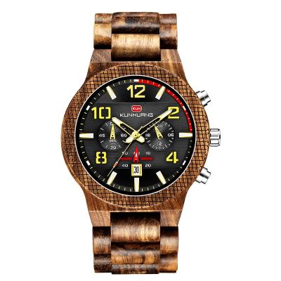 China Chronograph 2021 Wooden Men Watches Relogio Masculino Top Brand Chronograph Luxury Stylish Military Watch Great Gift For Man OEM for sale