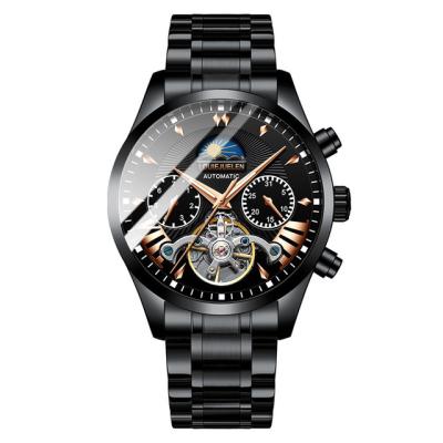 China Men's Waterproof Automatic Watch Luxury Tourbillon Skeleton Synchronize Men's Stainless Steel Business Waterproof Mechanical Wristwatches for sale