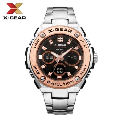 China Women's Quartz Watches X-GEAR Brand Mens Mechanical Watch Mens Stainless Steel Calendar Watches3788 Luxury Waterproof Quartz Wristwatch for sale