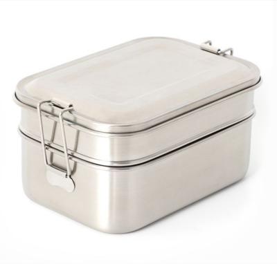 China Naked Ware Two Layers Stainless Steel Lunch Box Set, Eco Friendly Food Container Bento With Tray For Adults And Kids Place for sale