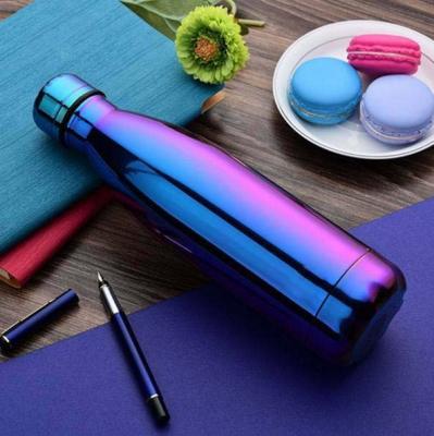 China Business 16oz-500ml Stainless Steel Cola Shape Thermo Vacuum Insulated Bottle With Rainbow Plating for sale