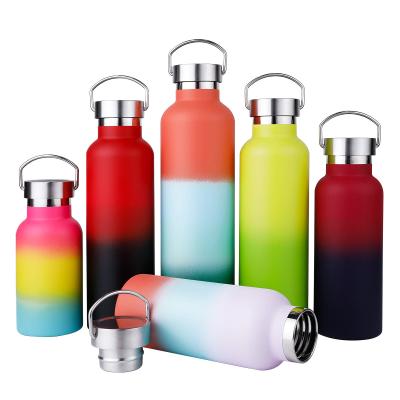 China PORTABLE Hot Selling Colorful 18/8 Stainless Steel Sports Water Bottle Insulated Thermos Narrow Mouth Flask With Bamboo Lids Logo Custom Made for sale