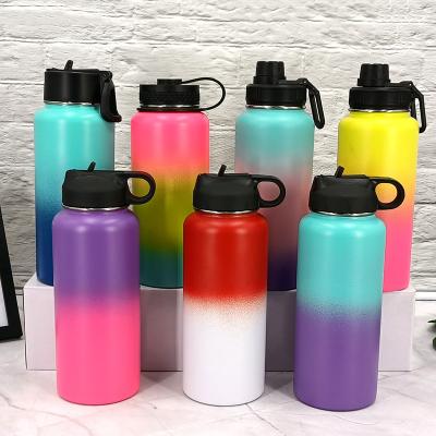 China Business RTS Stainless Steel 32oz Hydraulic Insulated Wide Mouth Water Bottle with Straw Lid, Double Wall Vacuum Thermal Flask with Flip Lid for sale