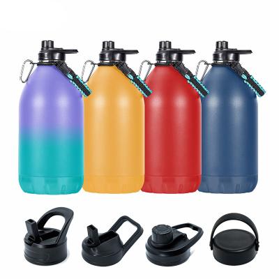 China PORTABLE Modern 128oz Double Wall Insulated Vacuum Stainless Steel Water Flask With Cap Holder, 1 Gallon Hydraulic Metal Canteen Jug Shaker for sale