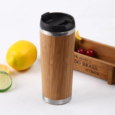 China Viable Insulated Wooden Tumbler Travel Flask Coffee Mugs BPA Free Eco-friendly Bamboo Stainless Steel Water Bottle for sale