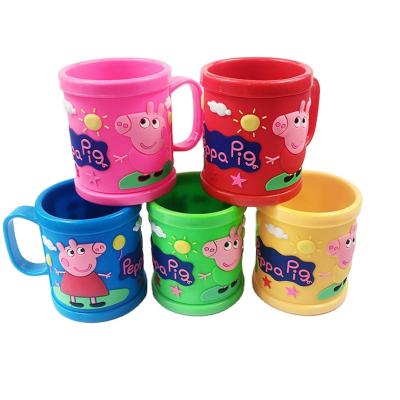 China Toddler Sustainable Cup Kids Plastic Drink Cups Cartoon Printing Reusable Drink Cup Handle, Assorted Colors And Designs Milk Cup for sale