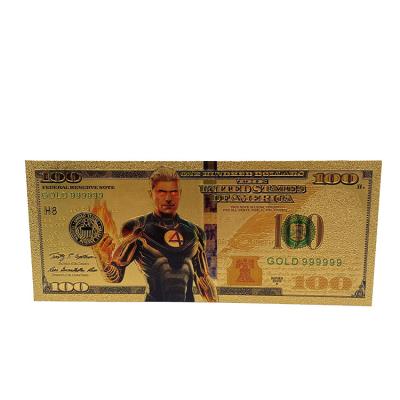 China America Movie Theme Prop Silver USA Gold Plated Aluminum 100 Dollars Banknotes For Business Gift for sale