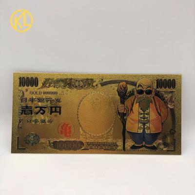 China Dragon Ball Master Roshi Anime Japan 10000 Yen 24k Gold Banknote In Stock for sale