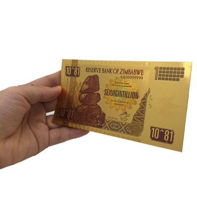 China Ready Stock Africa Collection Gifts Waterproof Zimbabwe Gold Plated Banknote for sale