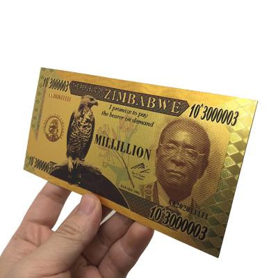 China Africa Competitive Price Gold Plated Aluminum Bill Millillion Zimbabwe Banknote for sale