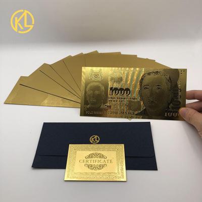 China Waterproof& Durable Currency Not Durable Singapore 1000 SGD Money 24k Gold Foil Banknote With Custom Design for sale