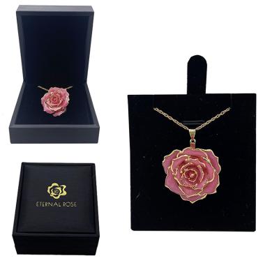 China Beautiful colors low moq high quality jewelry metal rose flower pendant necklace for love gift for sale