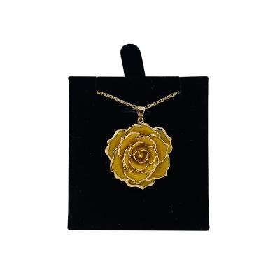 China Beautiful Colors Luxury Flower Jewelry 18k Natural Gold Plated Real Rose Pendant Necklace for sale