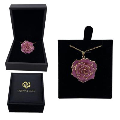 China Beautiful Colors Custom Color Logo Waterproof Jewelry Rose Flower Shaped Pendant Necklace for sale