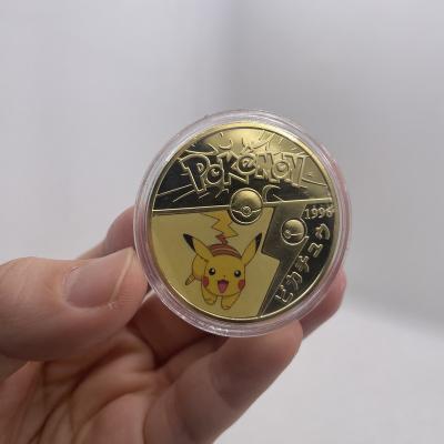 China Japan Fast Delivery Anime Pikachu Metal Gold Souvenir Custom Coin With Acrylic Case for sale