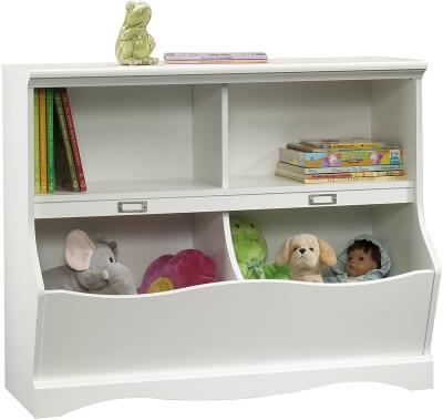 China (Height)Adjustable Kids Bookshelf With White Wooden Toy Storage Box Bookcase For Kids for sale