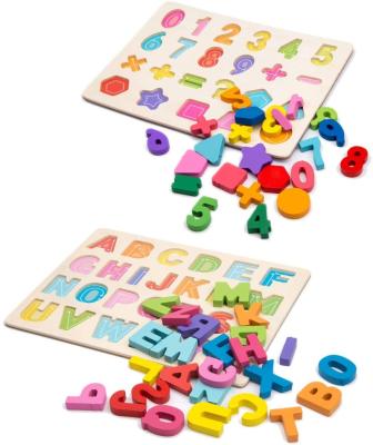 China Wooden Puzzle Set for Alphabet and ABC Letter, Number Recognition Kids Educational Toy Puzzles for sale