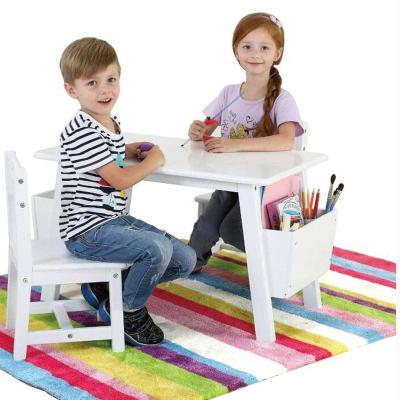 China Modern Kids Table Chair Set With Storage Space Pine Wood Solid Desk For Kids for sale