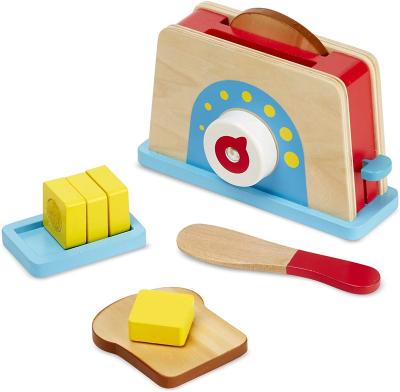 China Children's toys bread and butter toaster set wooden play food and kitchen accessories for sale