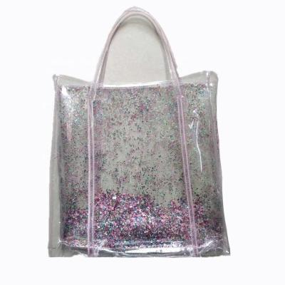 China Fashion glitter shiny handbag with colorful confetti for sale