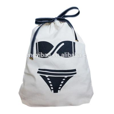 China Drawstring Bag Cotton Fabric Twine Laundry Bikini Soft Design One Piece Bag for sale