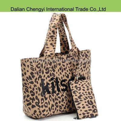 China High Quality Wholesale Grain Canvas Shoulder Bag Leopard Female Bag With Mini Pocket for sale