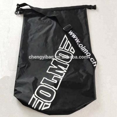 China Dry Bag Waterproof Dry Bag Customize White Printing Black Nylon Dry Bag With Embroidery Handle for sale