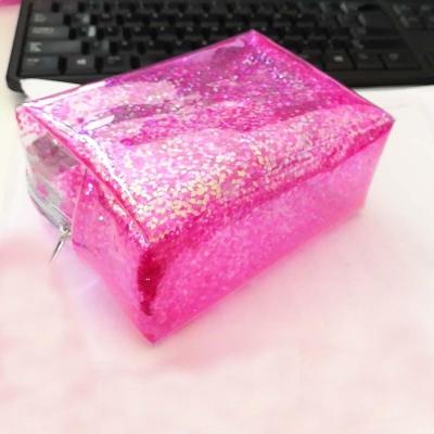 China Fashion Transparent Clear Cube Glitter PVC Cosmetic Bag for sale