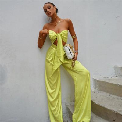 China Multicolor QUICK DRY Hip Bag Women's High Waist Wide Leg Pants Casual Women's Sets for sale