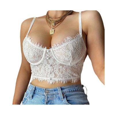 China Anti-Static Sexy Breathable Lace Cavity Underwear Vest Black White Tops Women's Vests Vests for sale