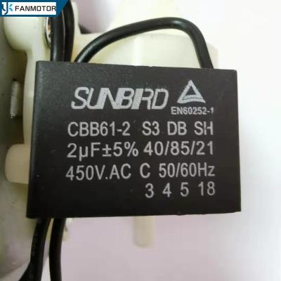 China 1.2/1.5/1.8/2.0uf AC Capacitor For Exhaust Fan Motor Stroke Cbb61 for sale