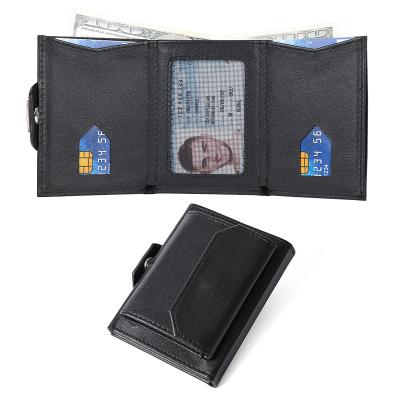 China 2021 RFID Slim Leather Wallet With Flip Coin Pocket Fashion 3 Times High Quality Small RFID Card Holder Wallets for sale