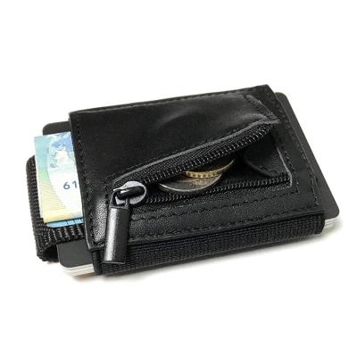 China RFID Blocking Good Quality Minimalist Smart Card Wallet Pouch Credit Elastic Front Card Holder With Coin Pocket For Men for sale