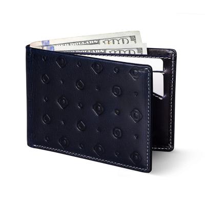 China New design RFID embossed logo best price bifold wallet rfid blocking genuine leather men's moey clip wallet for men for sale