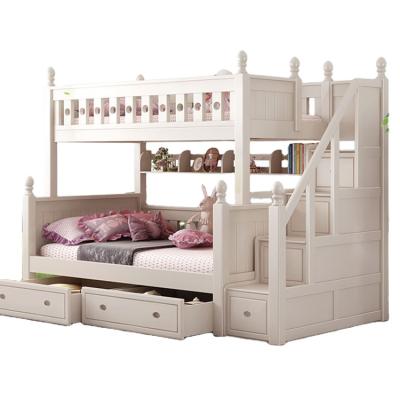 China Hot Sale Modern Bedroom Furniture Wooden Bed With Stairs And Drawers Kids Bunk Bed for sale