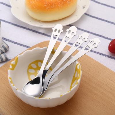 China Disposable Amazon Cute Stainless Steel Cute Coffee Silver Spoon Customized Logo for sale